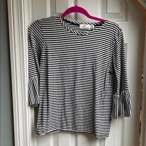 Vineyard Vines Striped Bell-Sleeve Top - Black/White
